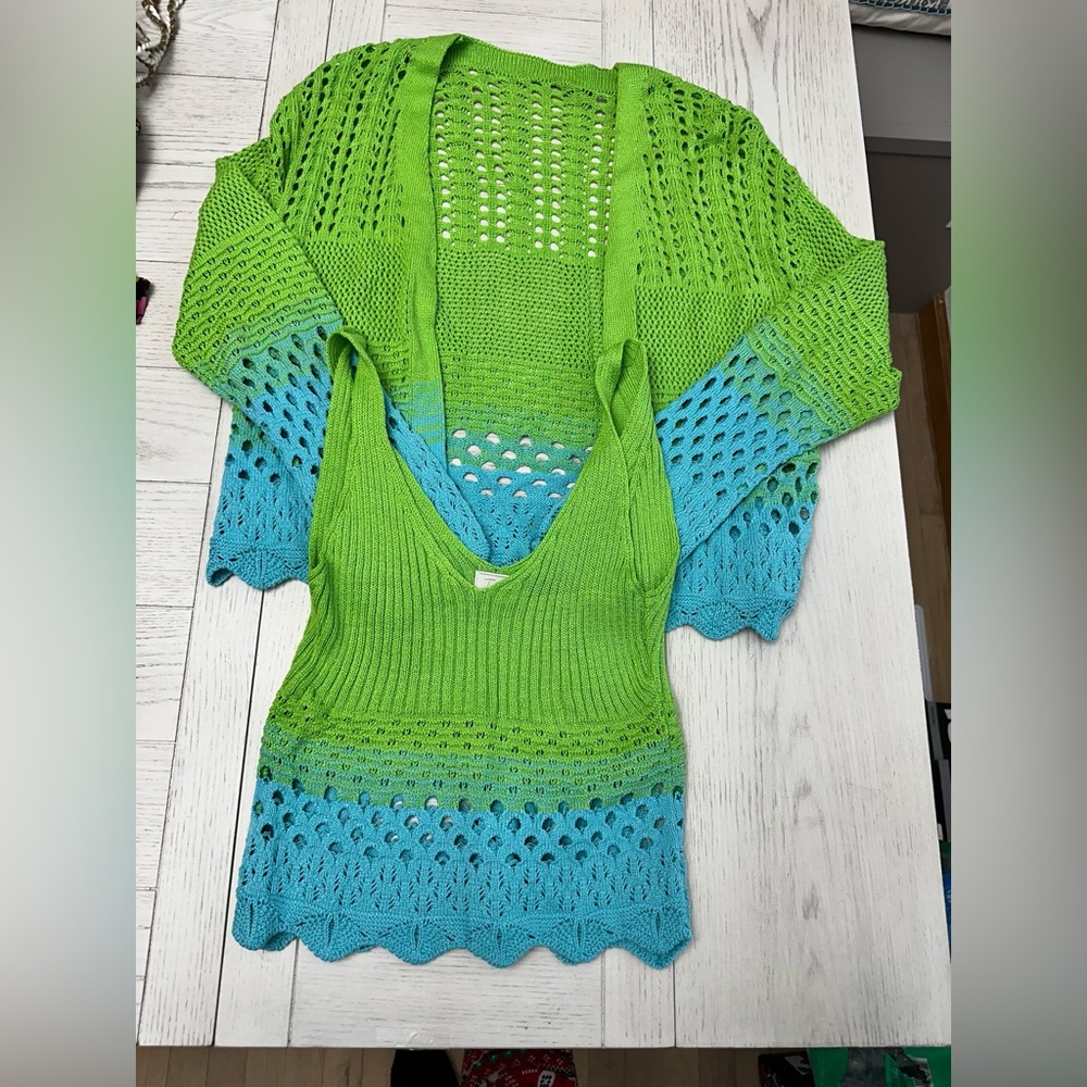 Green and Blue Women's Sweater